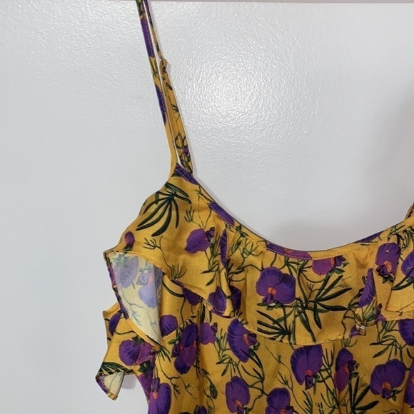 DELFI Collective Savannah Slip Yellow Purple Floral Dress - Picture 8 of 13
